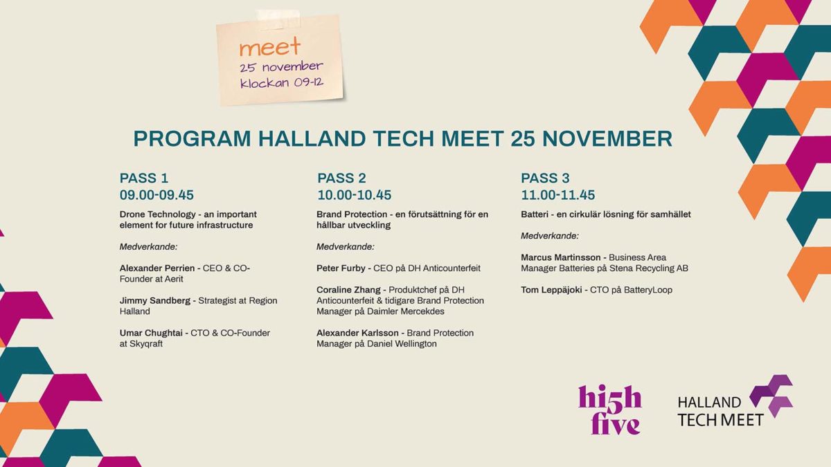 Program för Halland Tech Meet den 25 november.